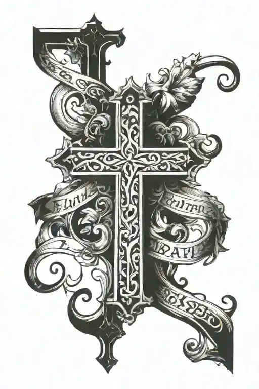 A Cross On The Neck With Some Small Words That Are Blessed And Faith