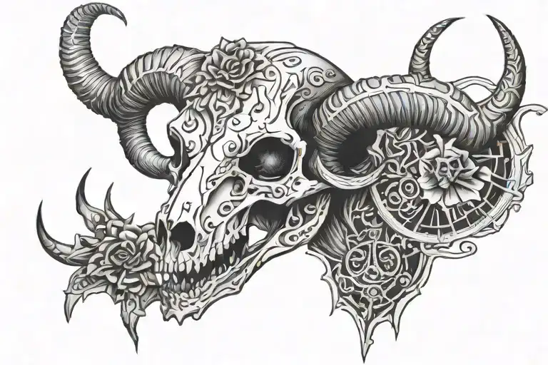 Demonic Goat Skull And Black Elements