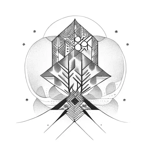 Nordic Tribal With Tree And Geometrics