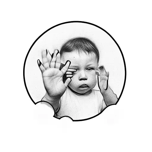 Adult Hand Holding Kids Hand That Fades Into Eyelashes Floating In The Wind