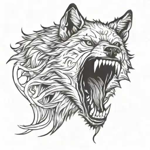 Wolf Snarling In Woods