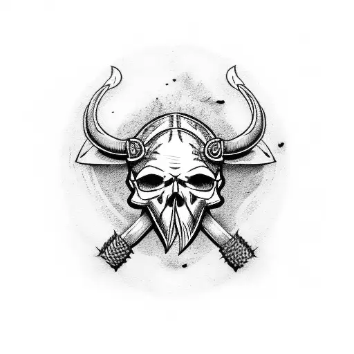 Viking Skulls Axe Crow Graveyard