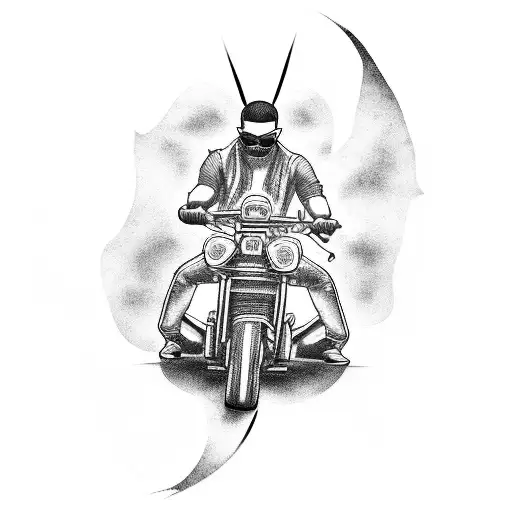 A Tattoo Of A Rap Artist Riding A Sports Car Through The Florida Mountains