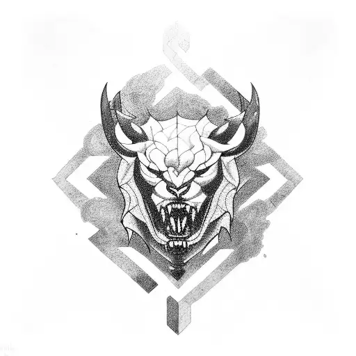 A Fierce Blackwork Tattoo Of A Roaring Car Engine