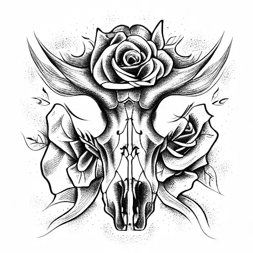 Horse Skull With Roses