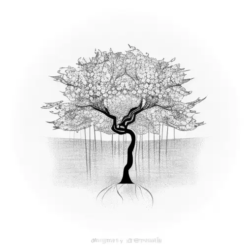 Flaming Cherry Blossom Tree With Spiral Trunk