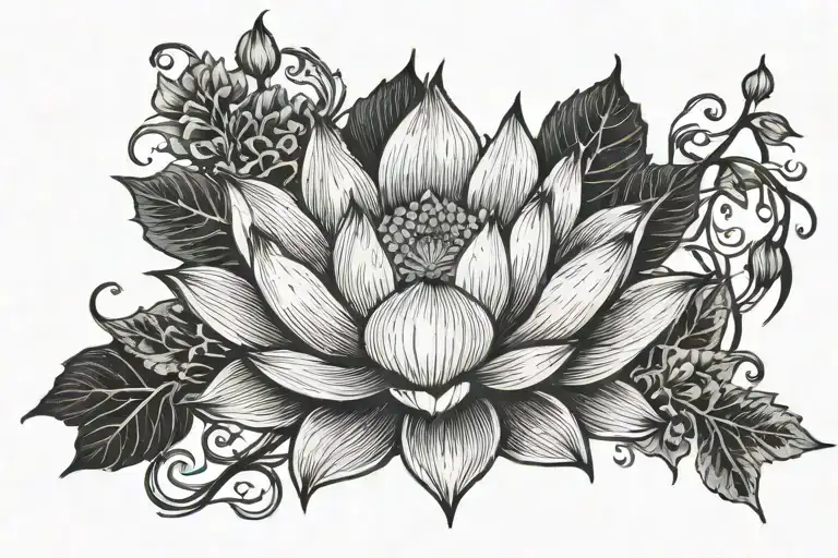 Lotus Flower Intertwined With Thorny Vines Representing Life Struggles