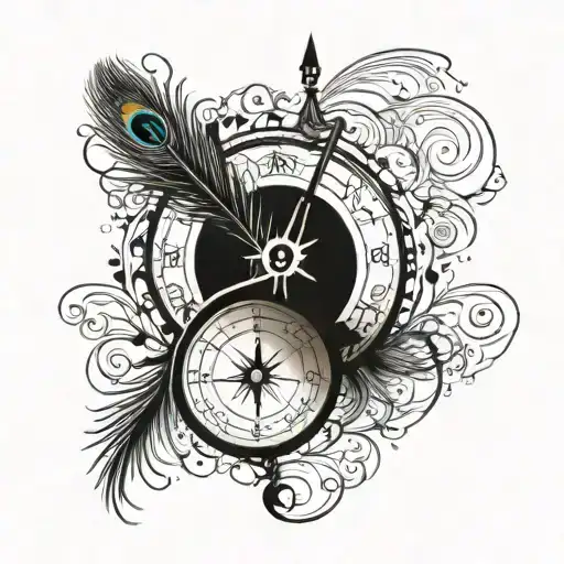 Peacock Feather Turning Into A Compass