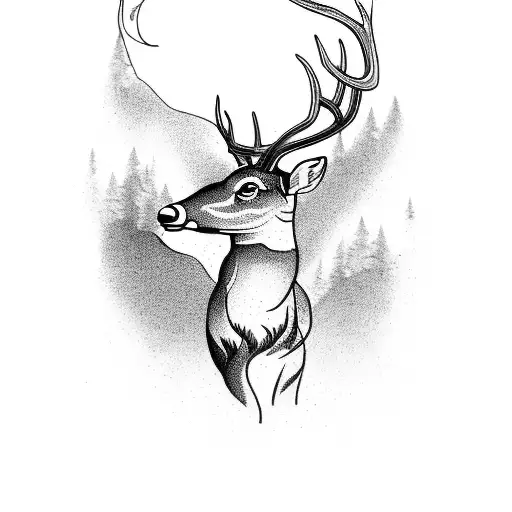 A Serene And Peaceful Scene Of A Deer Gracefully Roaming Through A Forest