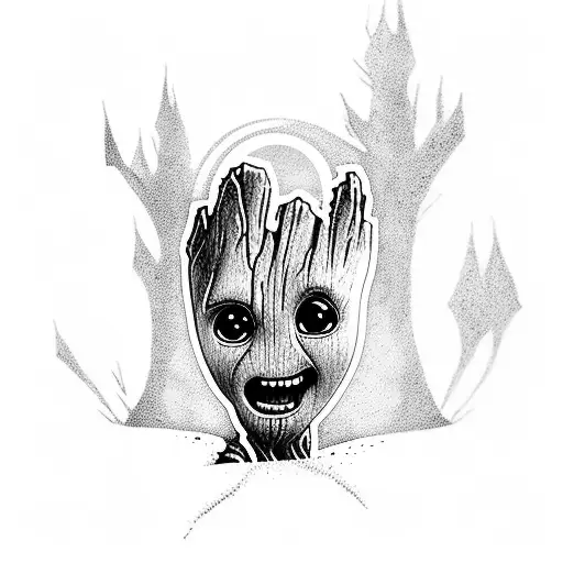 Baby Groot With Norse Tree