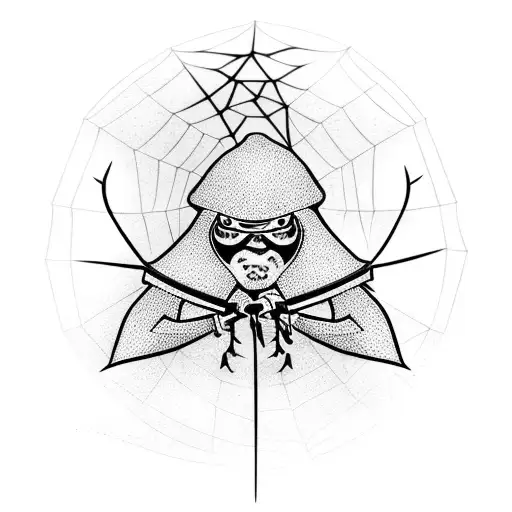 Lonely Samurai Stuck In Spider Web