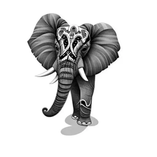 An Elephant With Floral Mandala Background