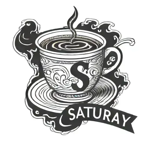 Cup Of Coffee With The Word Saturday Morning Cartoons Line