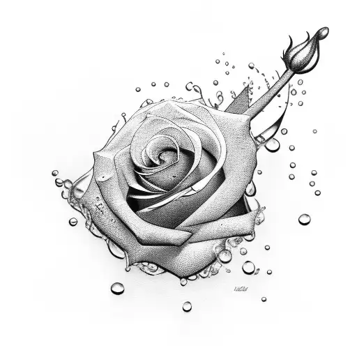 A Rose Made Of Guns With Water Splashing Around It