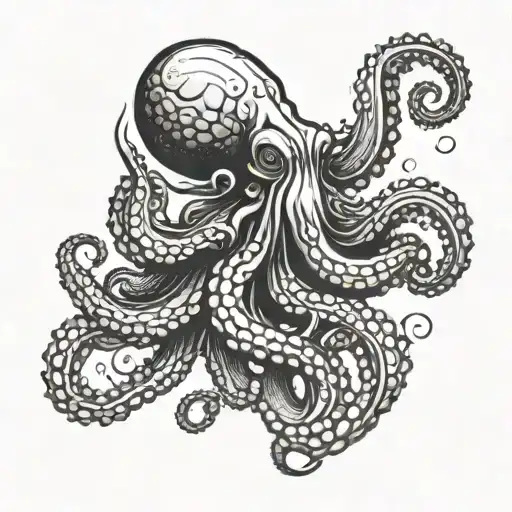 A Muscular Octopus Flexing Its Tentacles In A Bodybuilding Pose