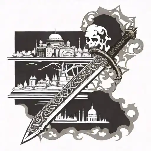 Incorporate Fatih Sultan Mehmet's Sword With The Hagia Sophia And The Istanbul Bridge