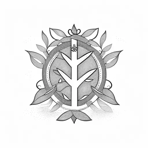 Olive Branch With Arabic Writing As The Stem