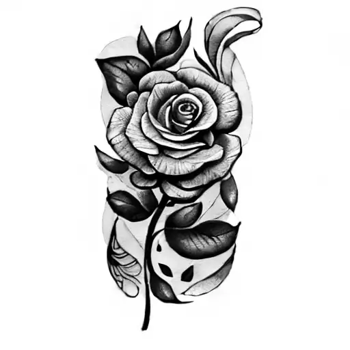 A Black And White Drawing Of A Flower