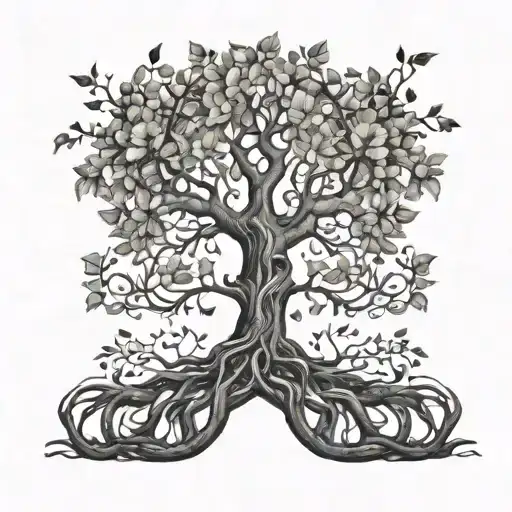 A Family Tree With Intricate Roots And Branches Representing Different Family Members