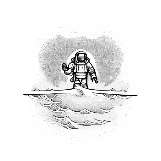 Astronaut Surfing Ocean Waves