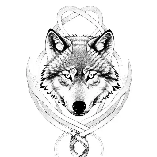 Infinity Symbol With Nordic Wolf Head 5 Inches Wide 1 Inch Tall