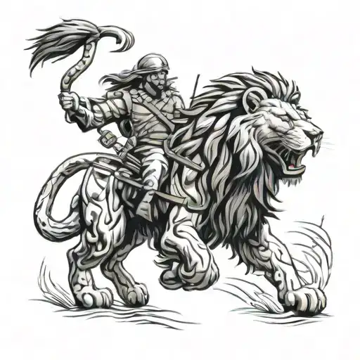 A Lion Leading A Squad Of Commando Soldiers Into Battle