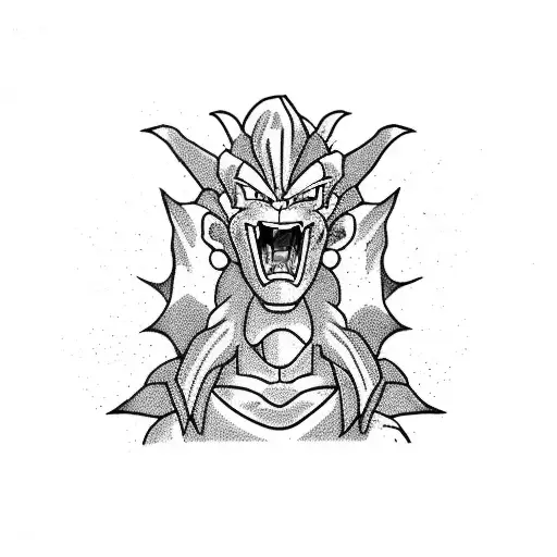 A Fierce Dragon From Dragon Ball Z In A Blackwork Style