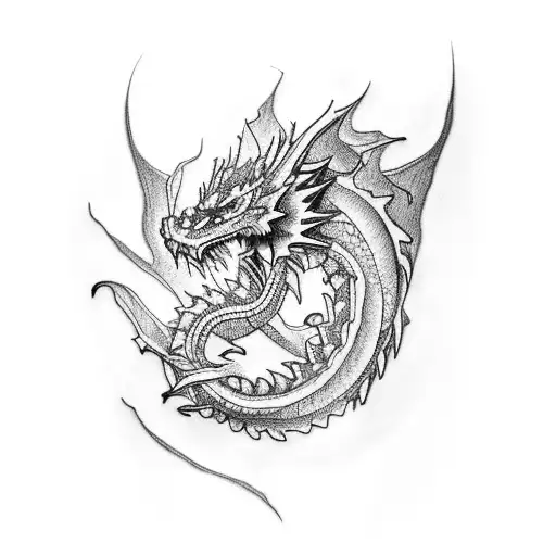 Blue Dragon Outline