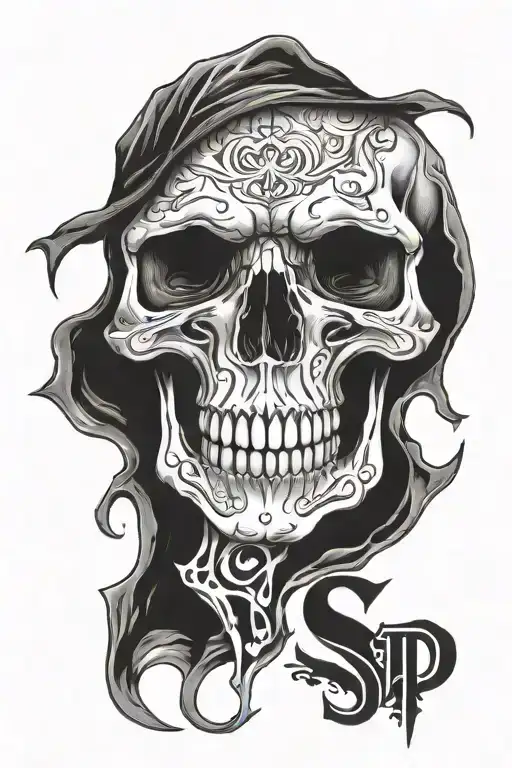 Reaper Skull With The Letters S And P