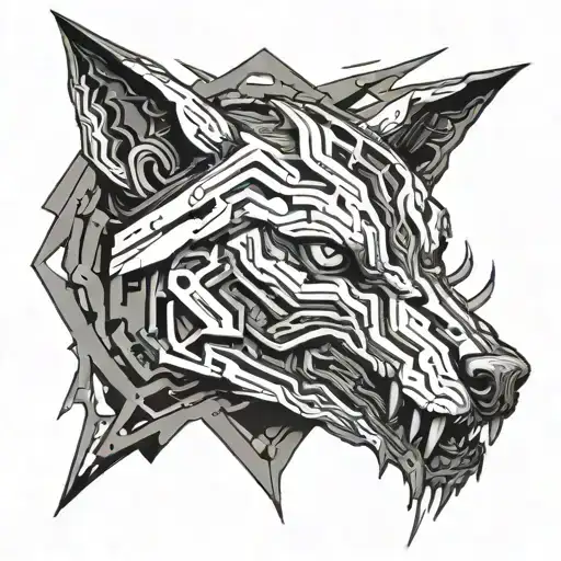 Borg Wolf Head Emerging Sci Fi Inspired Tattoo Design