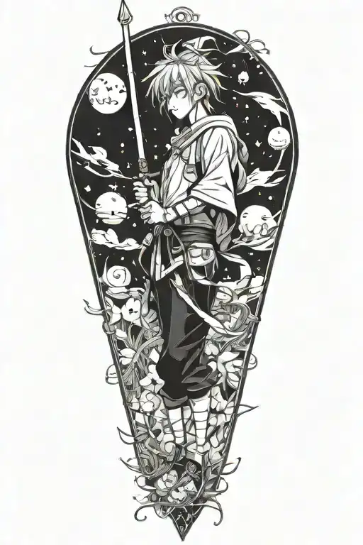 An Anime Character With Magical Powers Holding A Wand