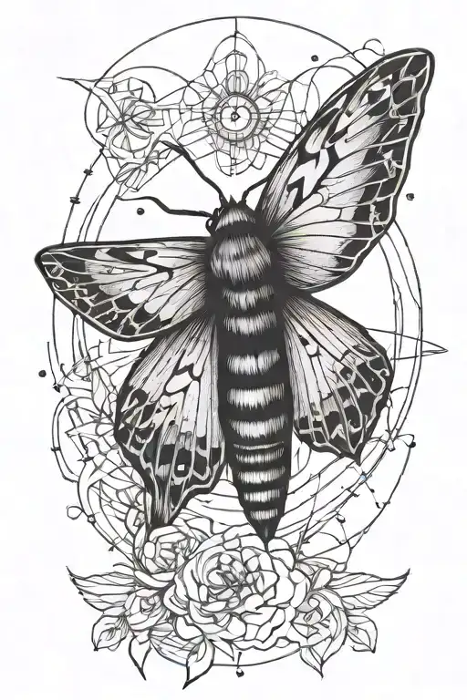 A Moth In The Middle With Long Lines Like Lightning They Are Walking Far Away From Her