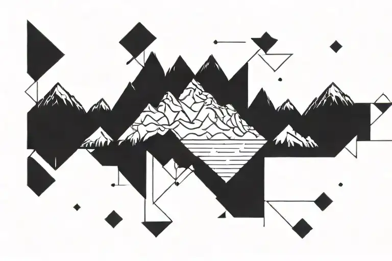 A Minimalist Geometric Mountain Range Tattoo Symbolizing Peace And Harmony