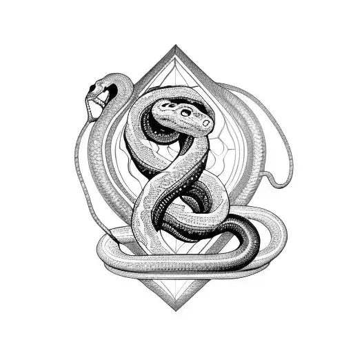 A Coiled Snake Wrapped Around An Hourglass