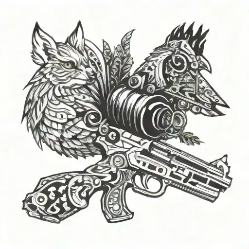 A Futuristic Gun Design Incorporating Elements Of A Fox And Rooster