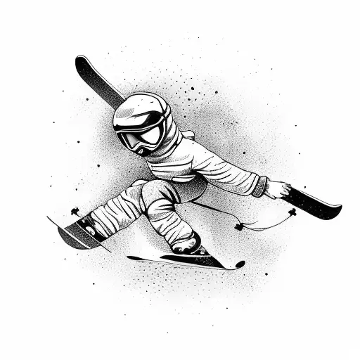 A Snowboarder Jumping Over A Line Of Guns