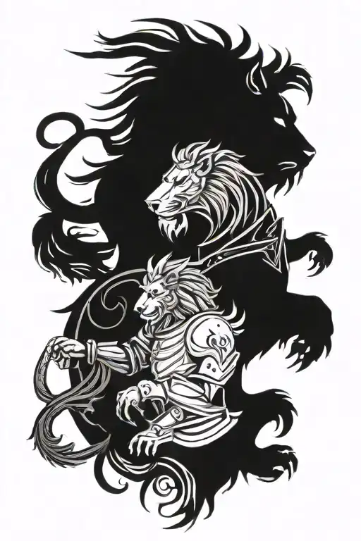 Knight And Lion Fused Together One Of Them