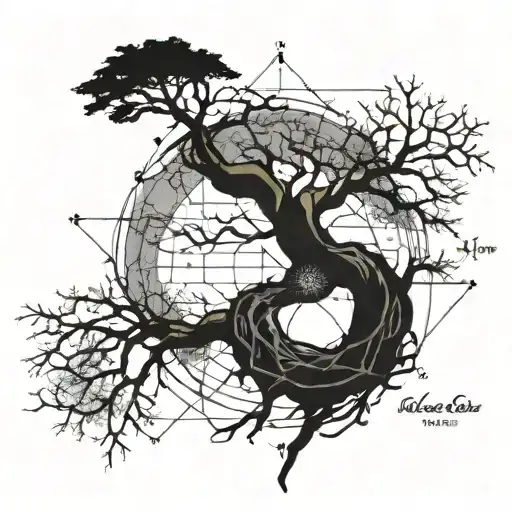 An Oakland Tree Intertwined With Scientific Symbols And Equations