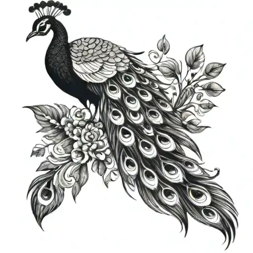 A Graceful Peacock With Elegant Feathers Symbolizing Beauty And Wealth