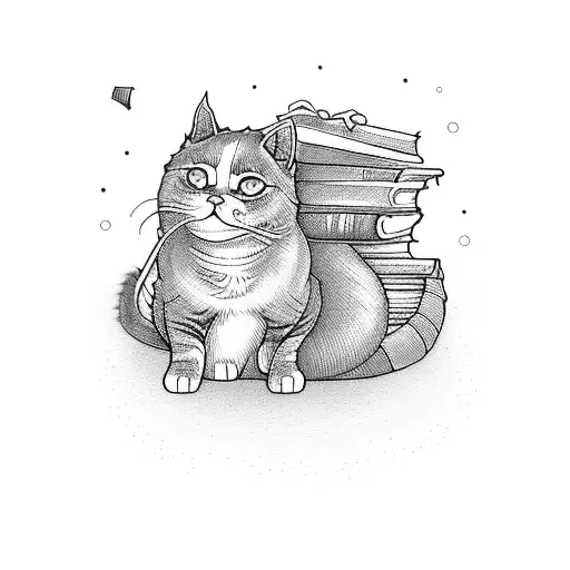 A Cat Curled Up With A Book Surrounded By Crochet Needles And Yarn