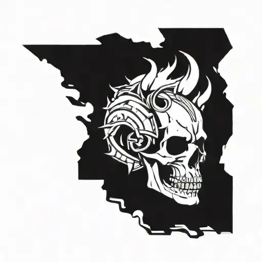 Skull And Rock N Roll Symbol Combined