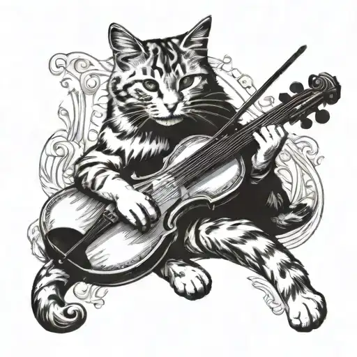 Cat Plays The Violin With His Tail Raised