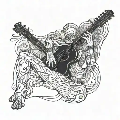 Da Vinci's Anatomical Man Holding A Guitar