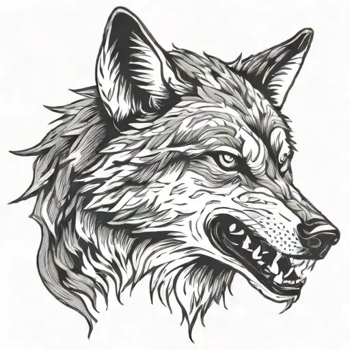 Wolf Snarling With Blood