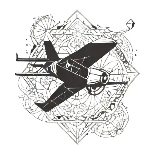 A Geometric Design Incorporating Gemstones And An Airplane