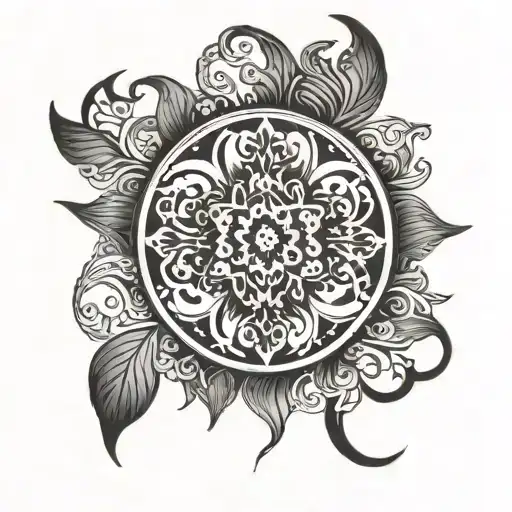 Black Ornamental Circle Tattoo Elbow