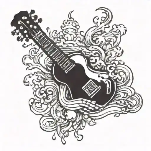 A Skeletal Hand Playing A Guitar With Ethereal Smoke Rising From The Strings