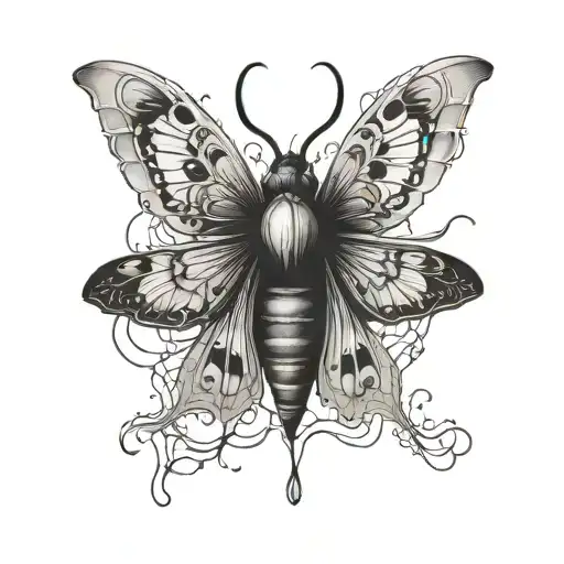 A Creepy Yet Captivating Moth Emerging From A Shadowy Abyss