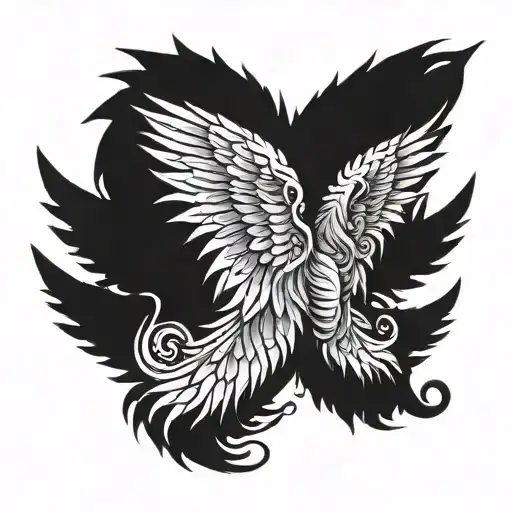 Blackwork Gothic Wings Monster Horror