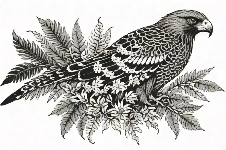 Hawk With New Zealand Silver Fern
